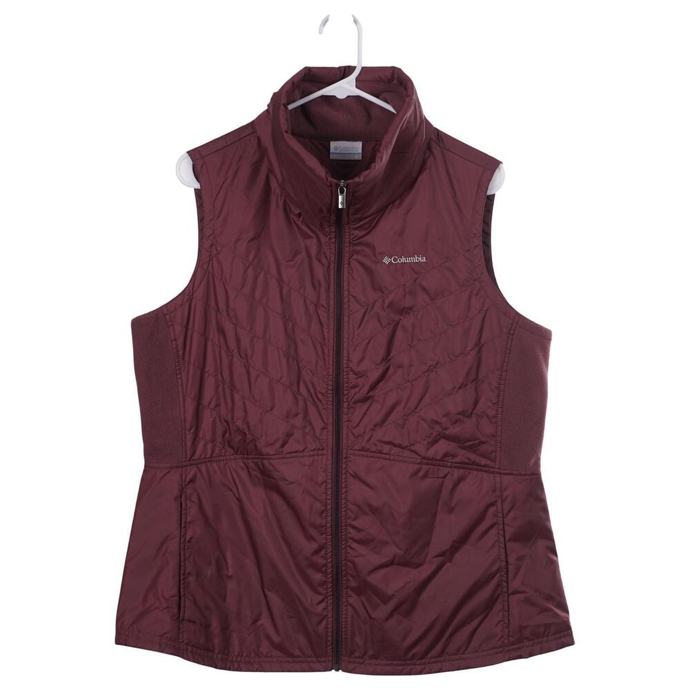 Columbia Vest Jacket Women XL Burgundy Red Quilted Lightweight Full Zip Pockets